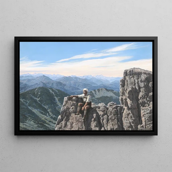 L'artiste sur le Plankenstein - Rudolf Reschreiter — framed artwork on a wall