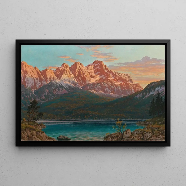 Soirée de foehn, Eibsee avec Zugspitze - Rudolf Reschreiter — framed artwork on a wall