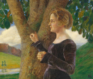 Young woman in purple velvet dress - Rudolf Riemerschmid — artwork view