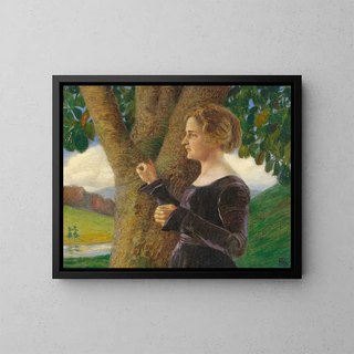 Young woman in purple velvet dress - Rudolf Riemerschmid — framed artwork on a wall