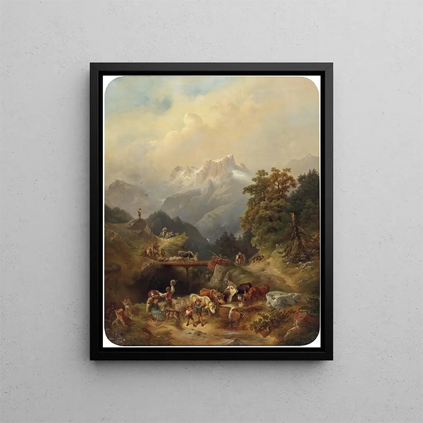 Conduite de Bétail en Haute Montagne - Rudolf Swoboda — framed artwork on a wall