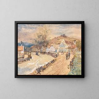 Motif of Wachau with the Dürnstein Ruin - Rudolf Weber — framed artwork on a wall