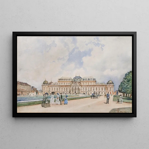 View of the Upper Belvedere in Vienna - Rudolf von Alt — framed artwork on a wall