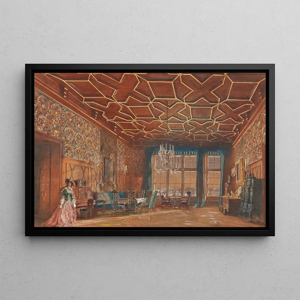 an interior at Romberk Castle - Rudolf von Alt — framed artwork on a wall