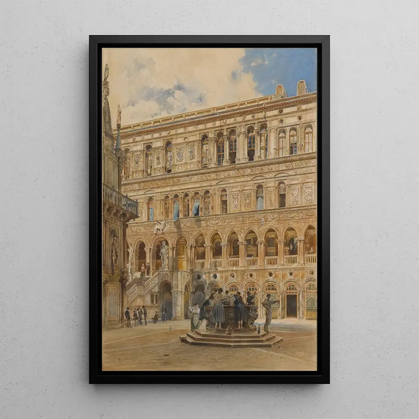 Cour du Palais des Doges à Venise - Rudolf von Alt — framed artwork on a wall
