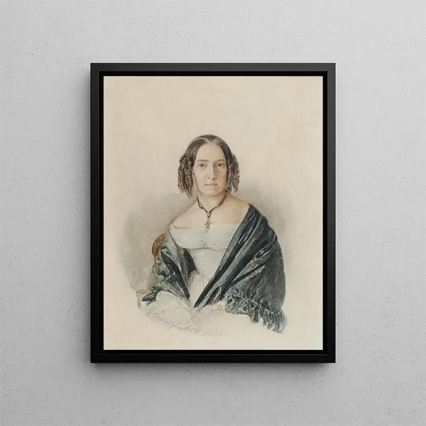 Portrait of a woman - Rudolf von Alt — framed artwork on a wall