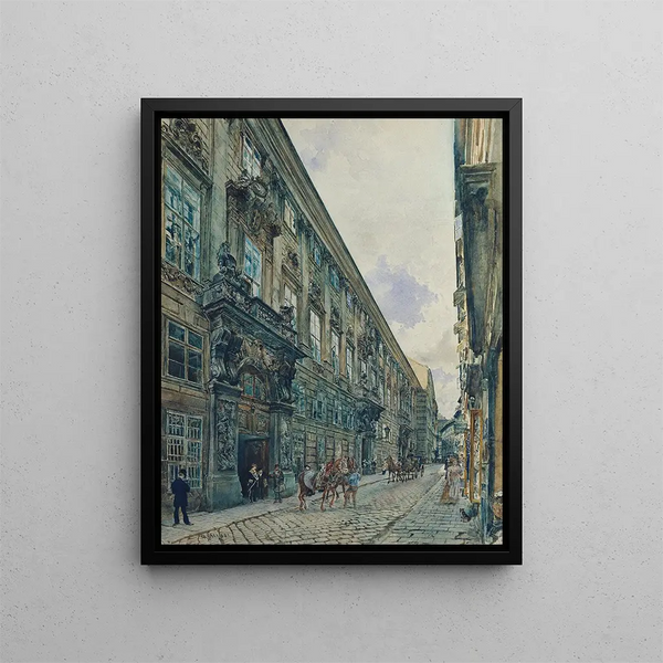 the Winter Palace of Prince Eugene of Savoy in Himmelpfortgasse in Vienna - Rudolf von Alt — framed artwork on a wall
