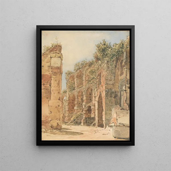 Les ruines du château d'Emmerberg dans le Nouveau Monde près de Wiener Neustadt - Rudolf von Alt — framed artwork on a wall