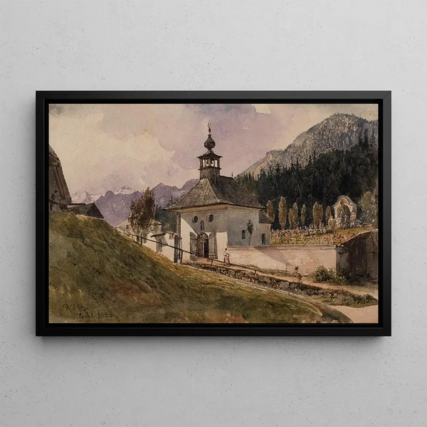 Cemetery at Ischl - Rudolf von Alt — framed artwork on a wall