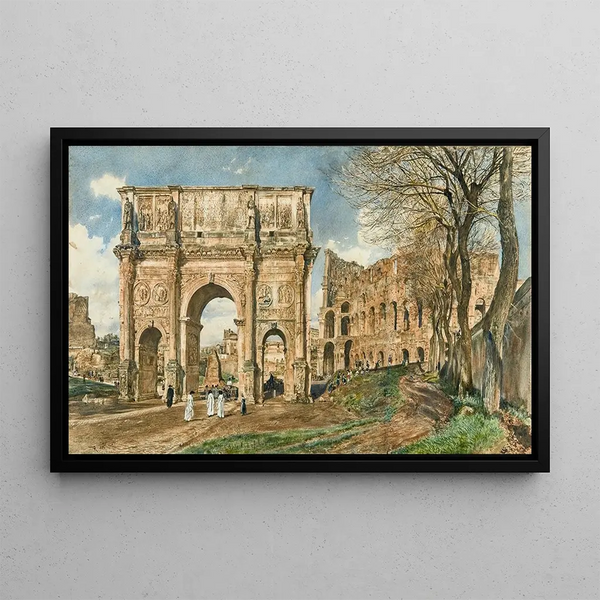 L'Arc de Constantin et le Colisée Rome - Rudolf von Alt — framed artwork on a wall