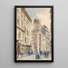 The Meat Market in Vienna with the Greek Orthodox Church of the Holy Trinity - Rudolf von Alt — framed artwork on a wall