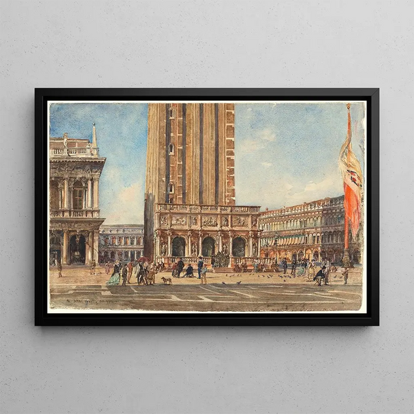 La Piazza San Marco - Rudolf von Alt — framed artwork on a wall
