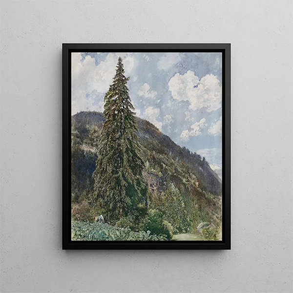 The old spruce tree of Bad Gastein - Rudolf von Alt — framed artwork on a wall