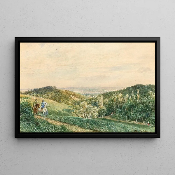 Vue de Cobenzl vers Grinzing et Vienne - Rudolf von Alt — framed artwork on a wall