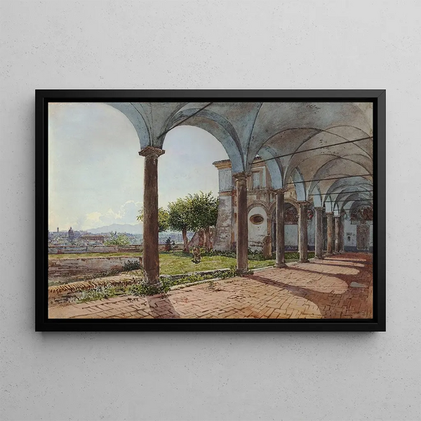 View of Sant'Onofrio on Rome - Rudolf von Alt — framed artwork on a wall