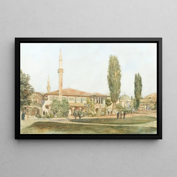 Vue du palais des Khans à Bakhtchissaraï, Crimée - Rudolf von Alt — framed artwork on a wall