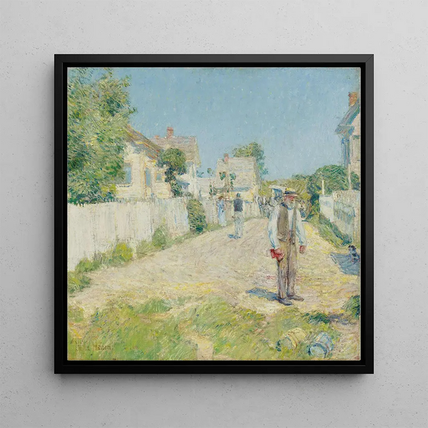 Rue à Gloucester - Childe Hassam — framed artwork on a wall