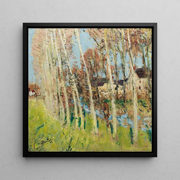 Stream lined with poplars - Pierre-Eugène Montzin — wall display of the artwork