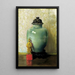 Green Chinese Pot Painting - Ruth Payne Burgess — framed artwork on a wall