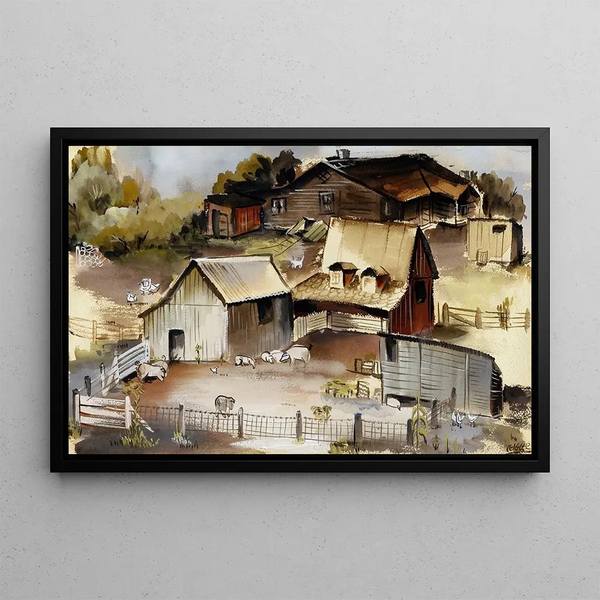 Iowa Farm - Ruth Ziegler — framed artwork on a wall