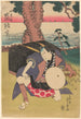 near the riverbank, warrior with chest and sword - Rysai Shigeharu — artwork view
