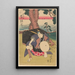 near the riverbank, warrior with chest and sword - Rysai Shigeharu — framed artwork on a wall