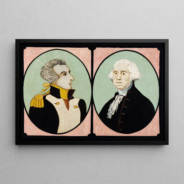 Washington and Lafayette Painting - S Wehry — framed artwork on a wall