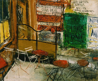 Terrace café with posters - Saeki Yūzō — artwork view