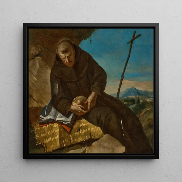 Saint François en méditation - Francesco Zugno — framed artwork on a wall