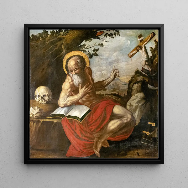 Saint Jerome in the Desert - Anonymous — framed artwork on a wall