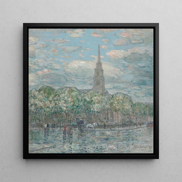 Saint-Marc dans le Bowery - Childe Hassam — framed artwork on a wall
