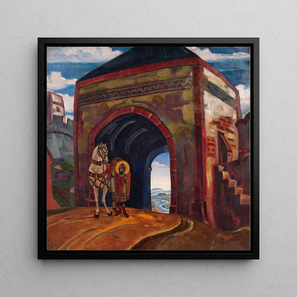Saint Mercure de Smolensk - Nicholas Roerich — framed artwork on a wall