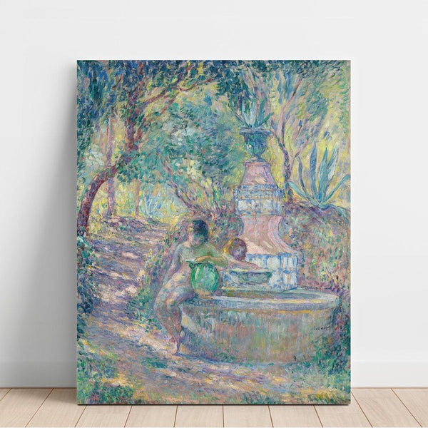Reproduction of the painting Saint-Tropez painting, two young girls at the fountain - Henri Lebasque