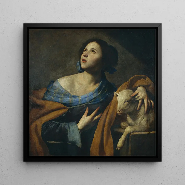 Sainte Agnès - Massimo Stanzione — framed artwork on a wall