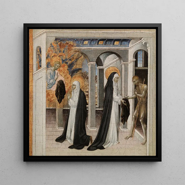 Saint Catherine of Siena and the Beggar - Giovanni di Paolo — wall display of the artwork