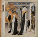Saint Catherine of Siena and the Beggar - Giovanni di Paolo — displayed in an interior
