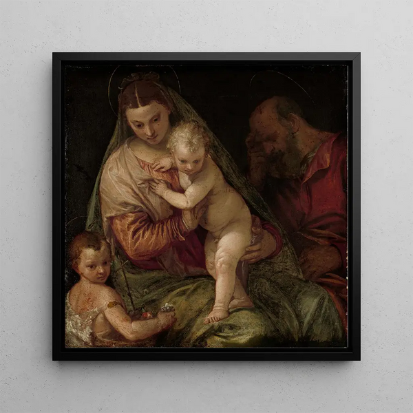 Sainte Famille avec le Jeune Saint Jean - Atelier de Paolo Veronese — framed artwork on a wall