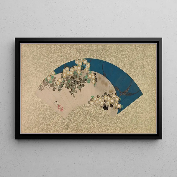 Chrysanthemums by the water's edge - Sakai Hōitsu — framed artwork on a wall