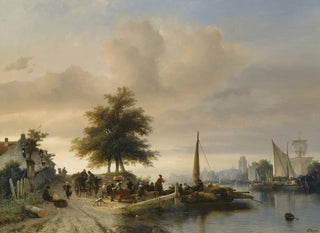 Le bac sur la Meuse près de Dordrecht - Salomon Leonardus Verveer — artwork view