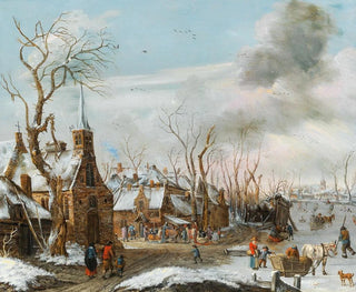A winter landscape with a market scene - Salomon Rombouts — artwork view