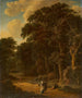 Forest landscape painting with lumberjacks and walkers - Salomon Rombouts — artwork view