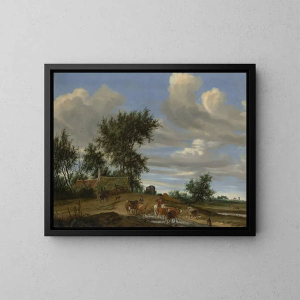 a countryside road - Salomon van Ruysdael — framed artwork on a wall