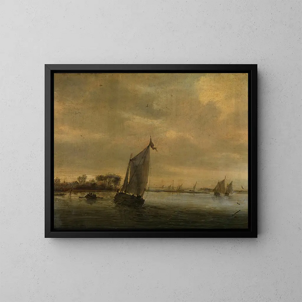 Calm Water - Salomon van Ruysdael — framed artwork on a wall