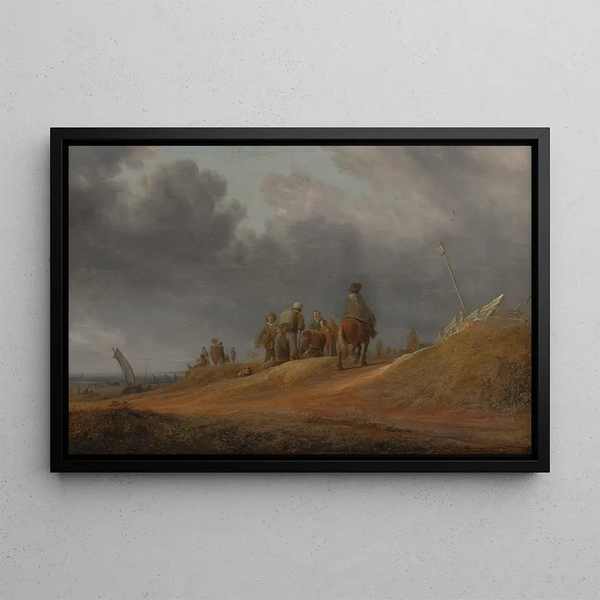 Market by the seaside - Salomon van Ruysdael — framed artwork on a wall