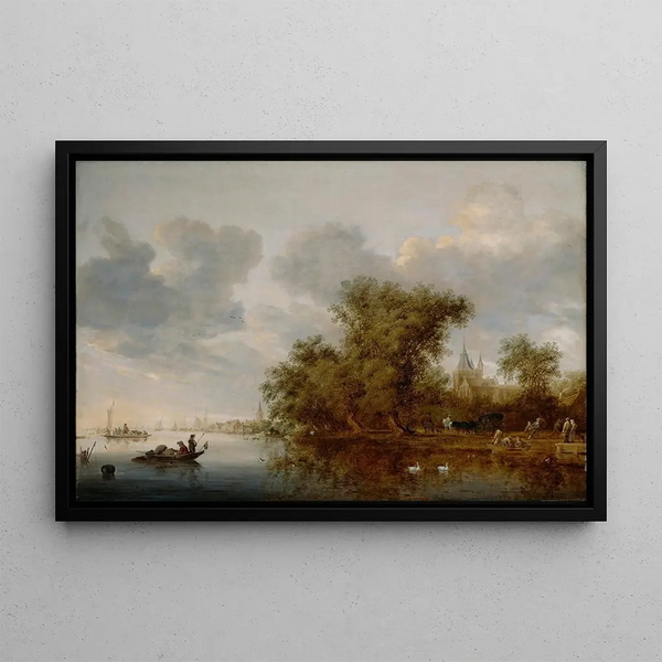 River landscape - Salomon van Ruysdael — framed artwork on a wall