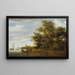 Landscape painting with ferry - Salomon van Ruysdael — framed artwork on a wall