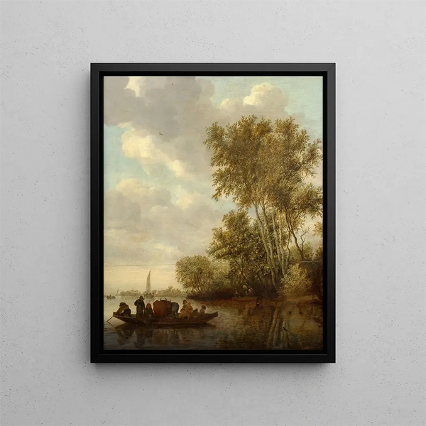 The ferry - Salomon van Ruysdael — framed artwork on a wall