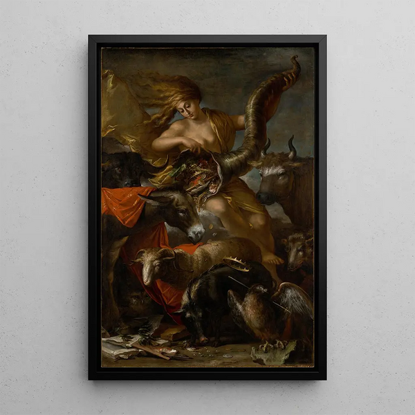 Allegory of Fortune - Salvator Rosa — framed artwork on a wall