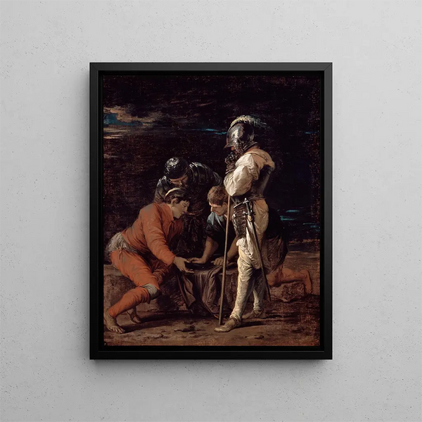 Soldiers Playing - Salvator Rosa — framed artwork on a wall