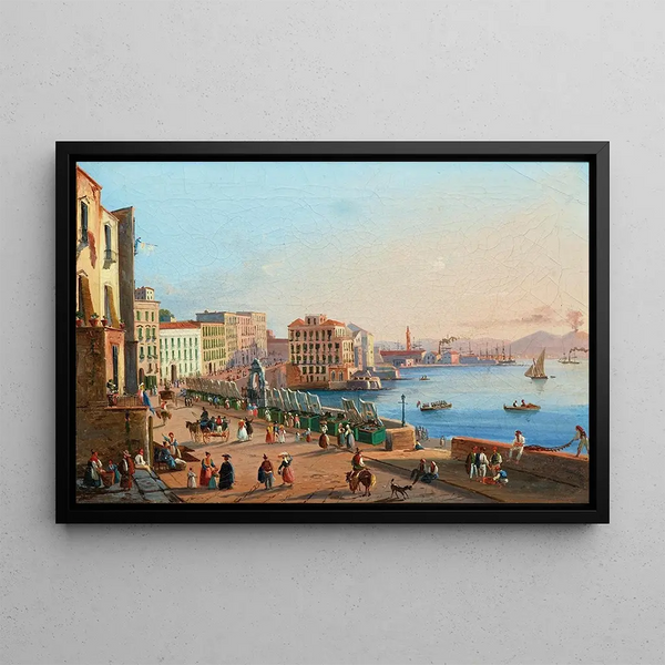 View of Naples from Santa Lucia - Salvatore Candido — framed artwork on a wall